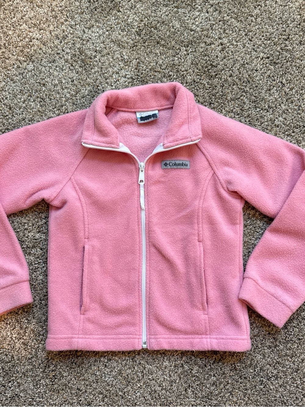 Little Girls Columbia Pink Fleece Jacket - Kids Size 5/6 xsmall